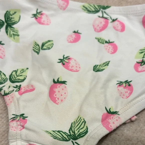 Sweet Honey- Girls Two-Piece Strawberry Print Tankini with Pink Gingham Ruffle - Picture 4 of 9